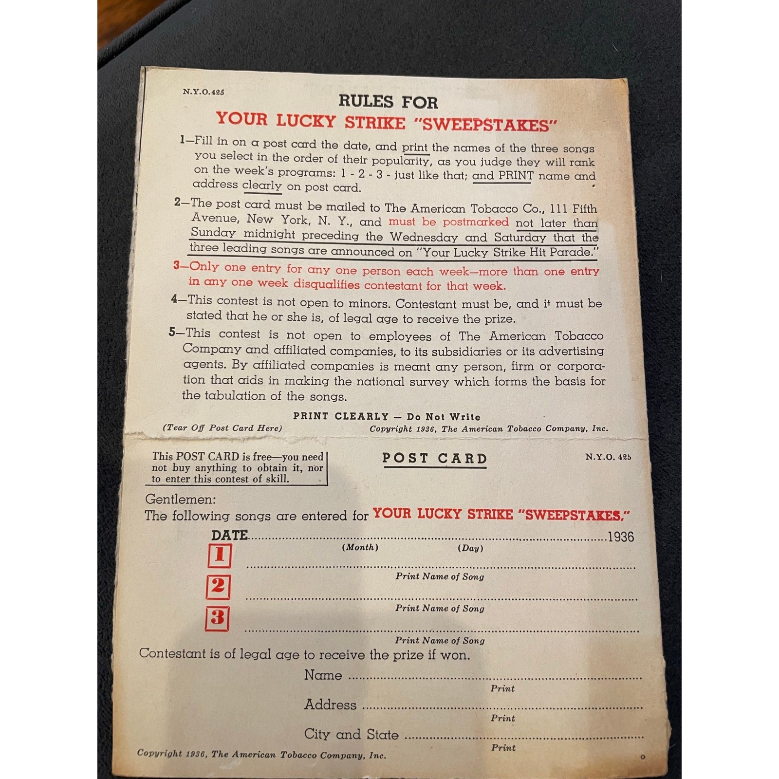 1936 Lucky Strike Sweepstakes Booklets (2) Hit Parade & Map Promo w/ Envelope