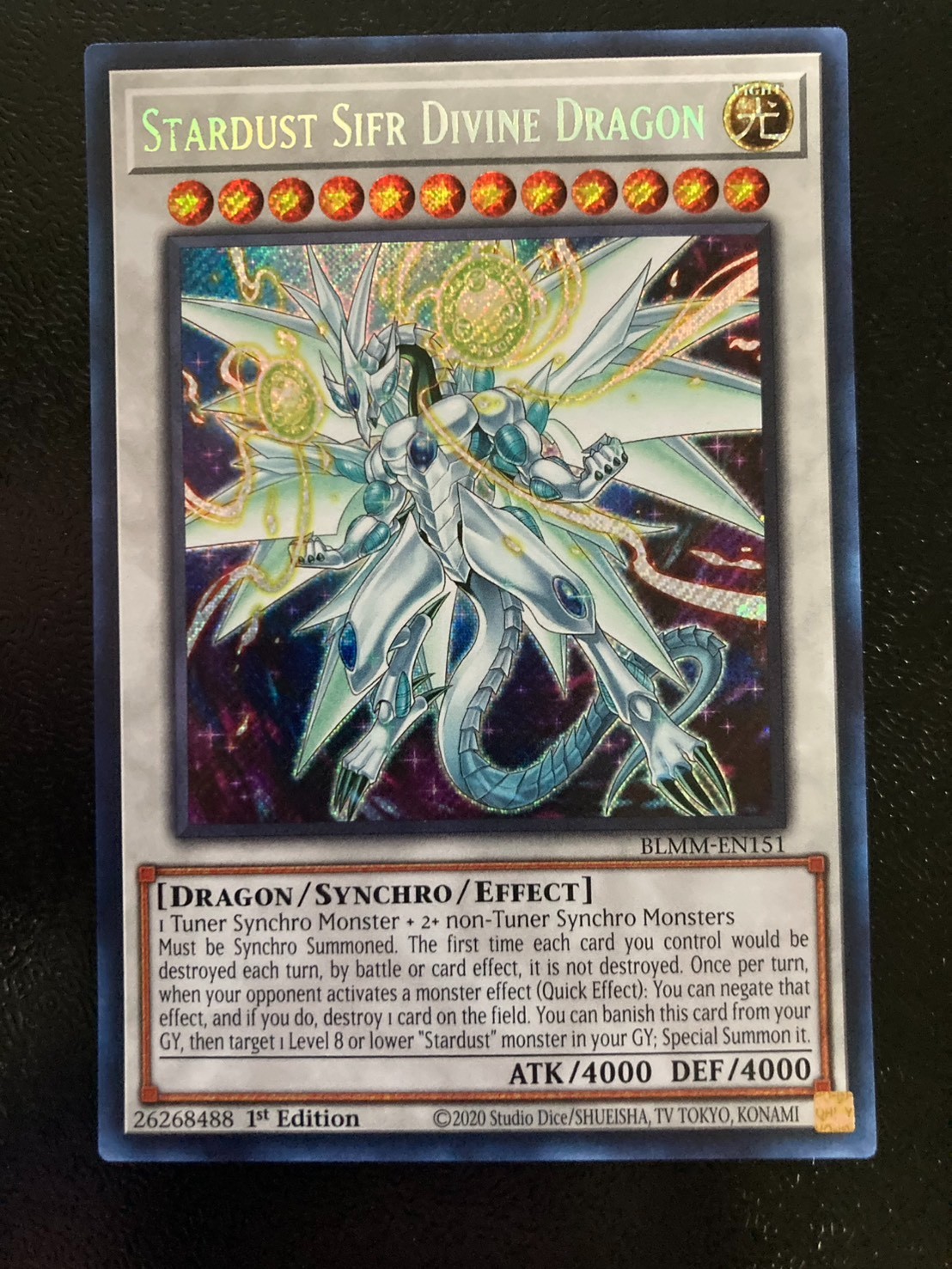 Yugioh Stardust Sifr Divine Dragon BLMM-EN151 Secret Rare 1st Edition NM