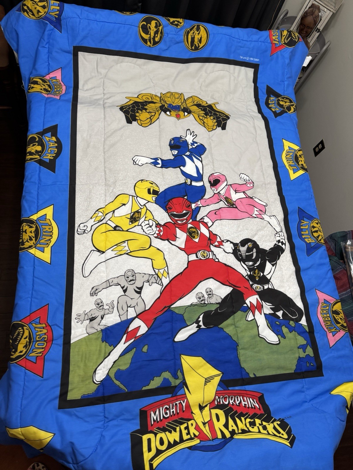 Vintage Mighty Morphin Power Rangers Blanket Twin Sz Comforter 1994 Saban Ent