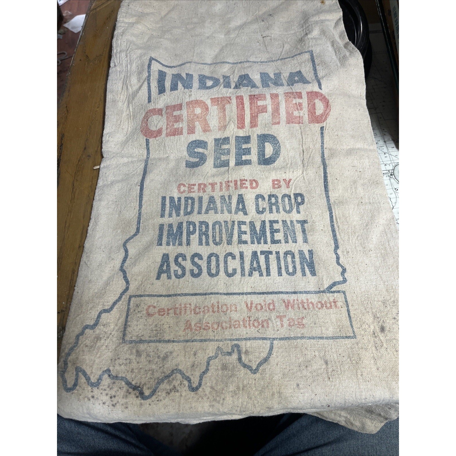 Vtg Indiana Certified Corn Welp Bros Seed Canvas Feed Sack Bag Ag Huntingburg IN