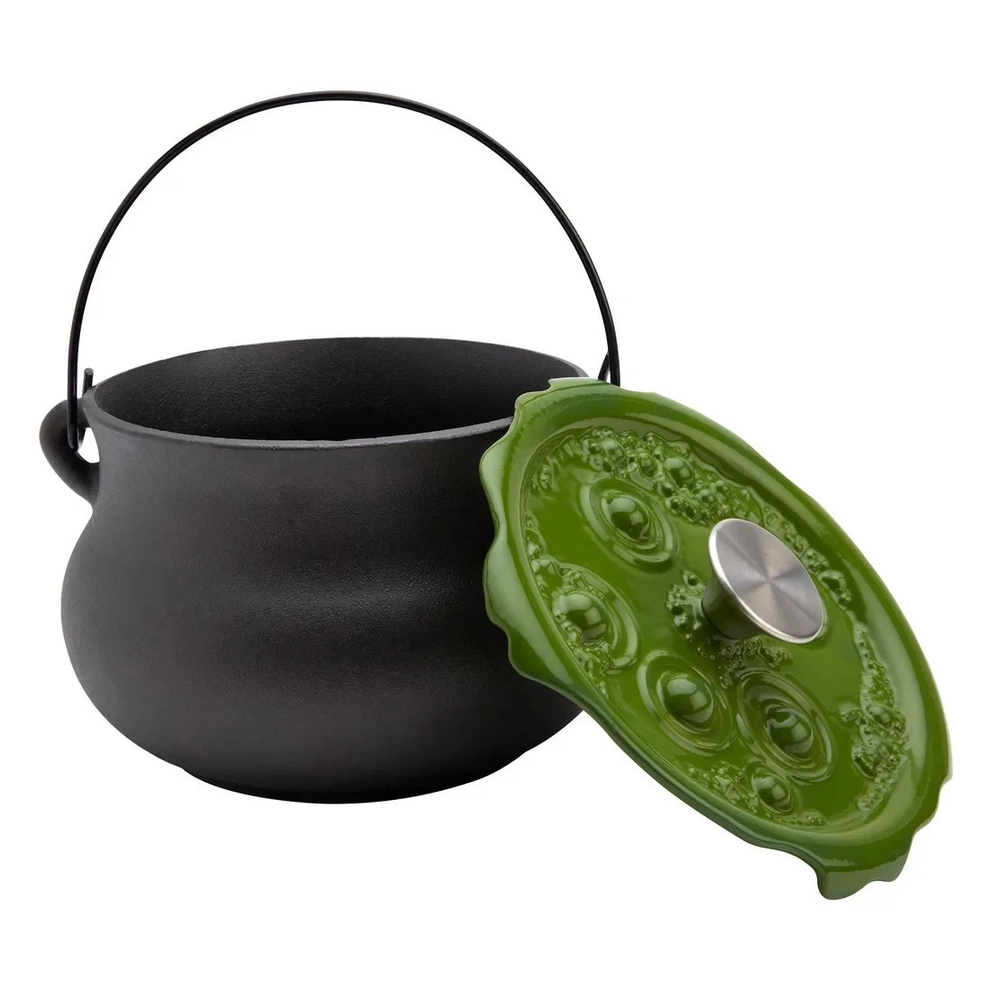 Smith and Clark 6 Quart Cast Iron Cauldron Green \'Bubbling\' Lid 2026 Halloween