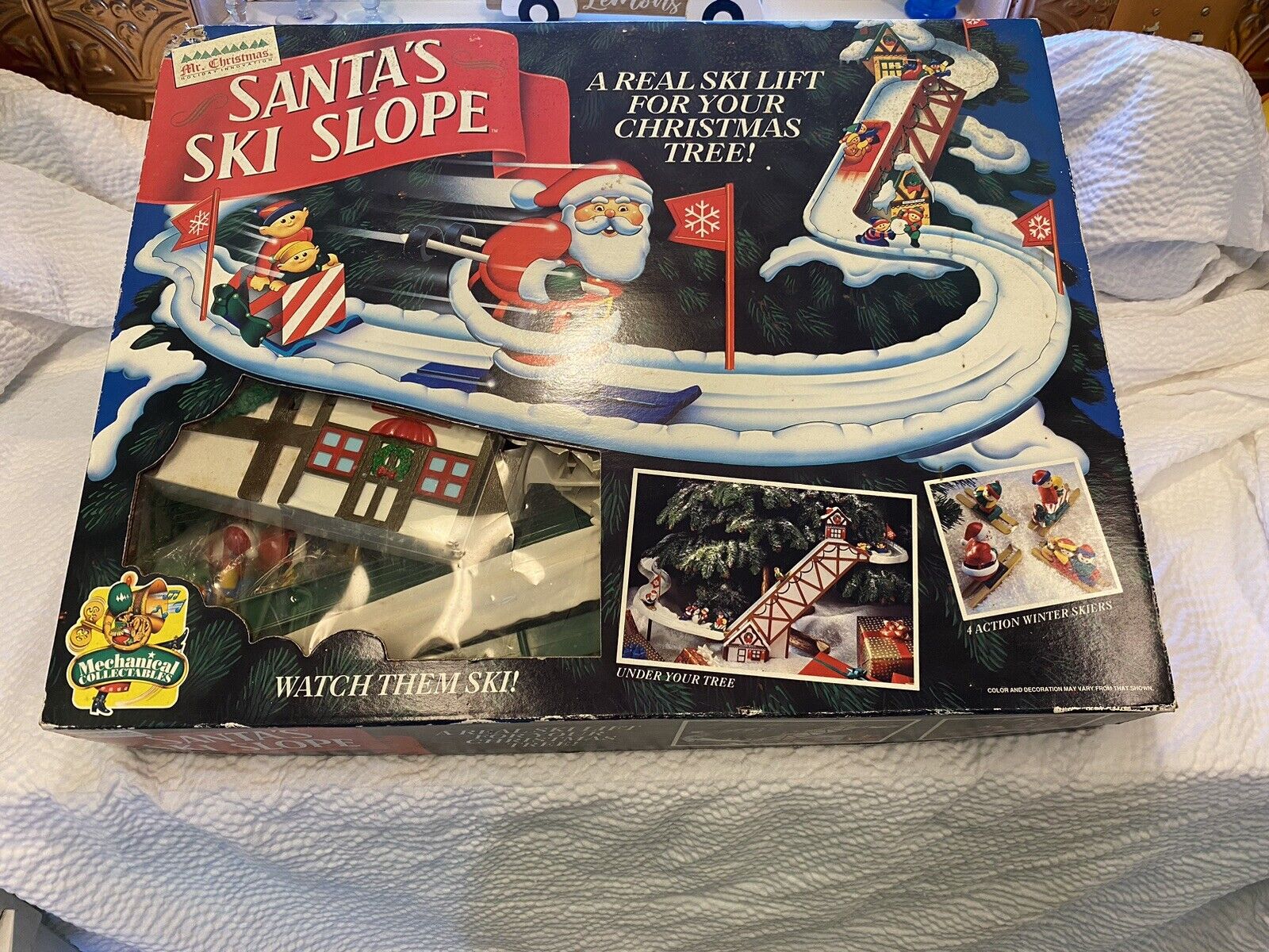 Vintage Mr. Christmas Santa's Ski Slope In Original Box NEW NEVER USED Open Box