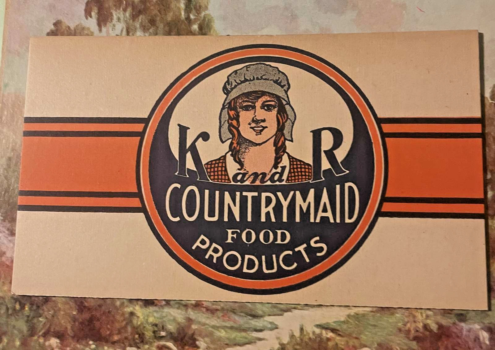 Antique 1920s–1930s K & R Countrymaid Food Products Sign 🧺 Hastings NE NOS