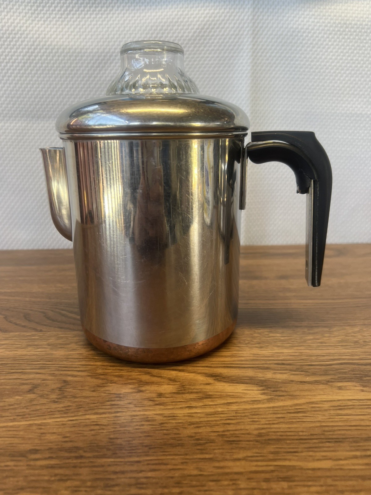 VTG Revere Ware Copper Bottom Double Ring Percolator Coffee Pot  Stovetop Read