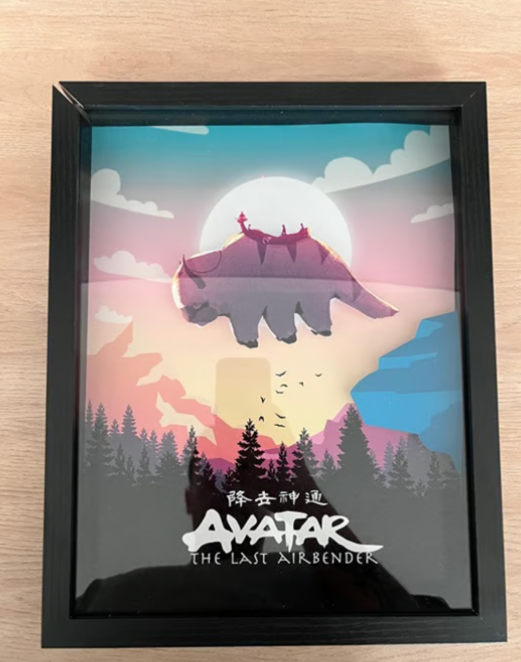 Avatar: The Last Airbender 3D Shadow Box Art – Appa Flying Scene Framed Display