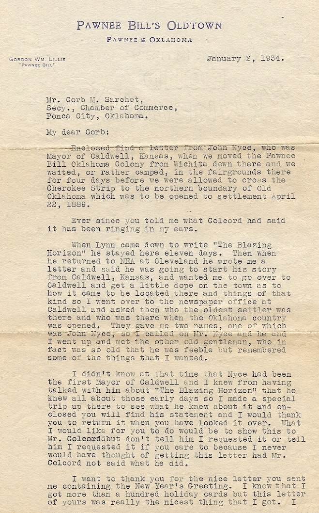 1934 signed 2-page letter by Gordon W. Lillie  \