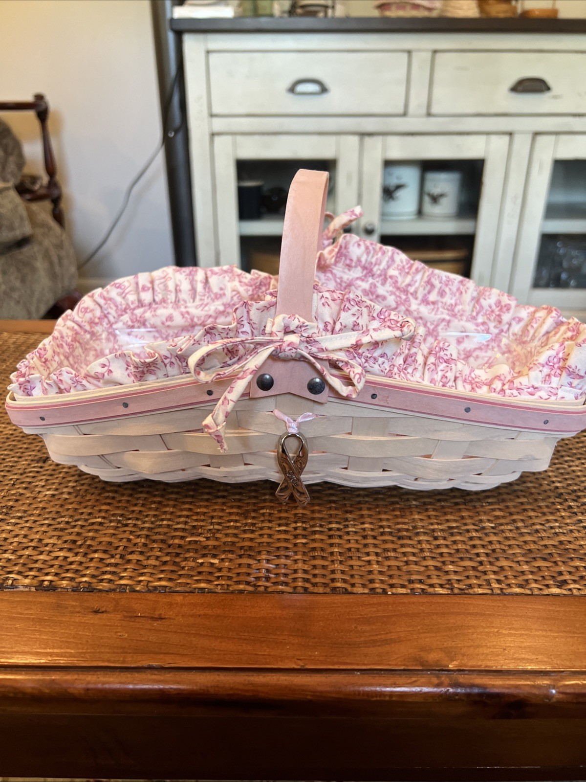 Longaberger 2007 Horizon Of Hope Basket with Liner, Protector, & Tie On