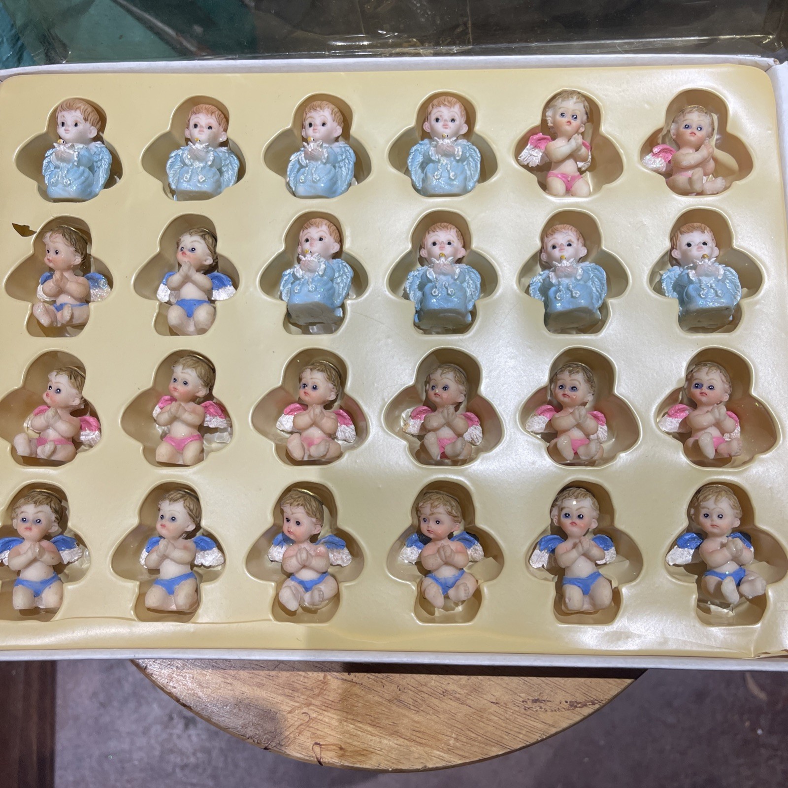24 Vintage Mini Resin Baby Angels Blue And Pink Collectible NEW IN BOX