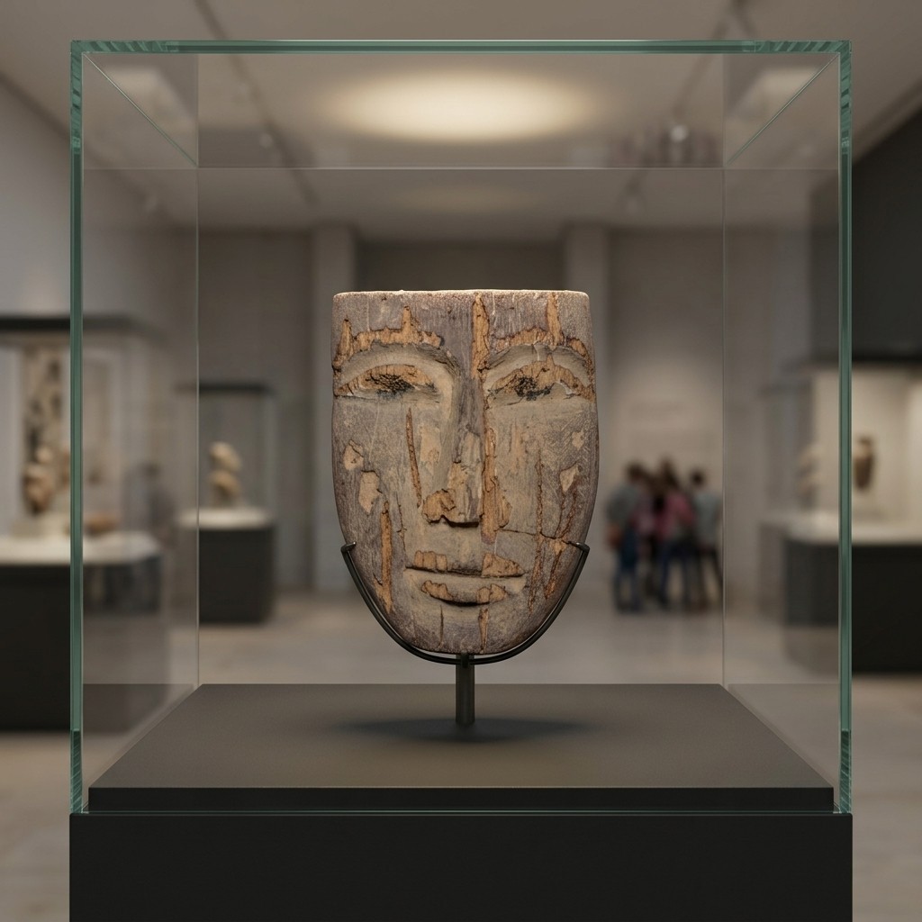 Pharaonic Mask Ancient Egyptian Royal Funerary Relic, Museum Decor