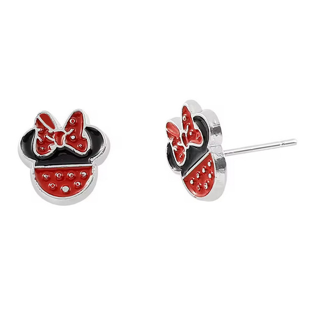 Disney Minnie Mouse Tiny Silver Colored Stud Earrings New