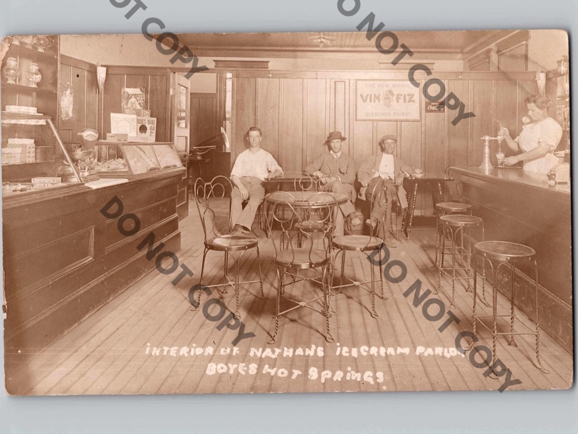 c1910 Nathans Ice Cream Lunch Parlor BOYES HOT SPRINGS California CA Sonoma RPPC