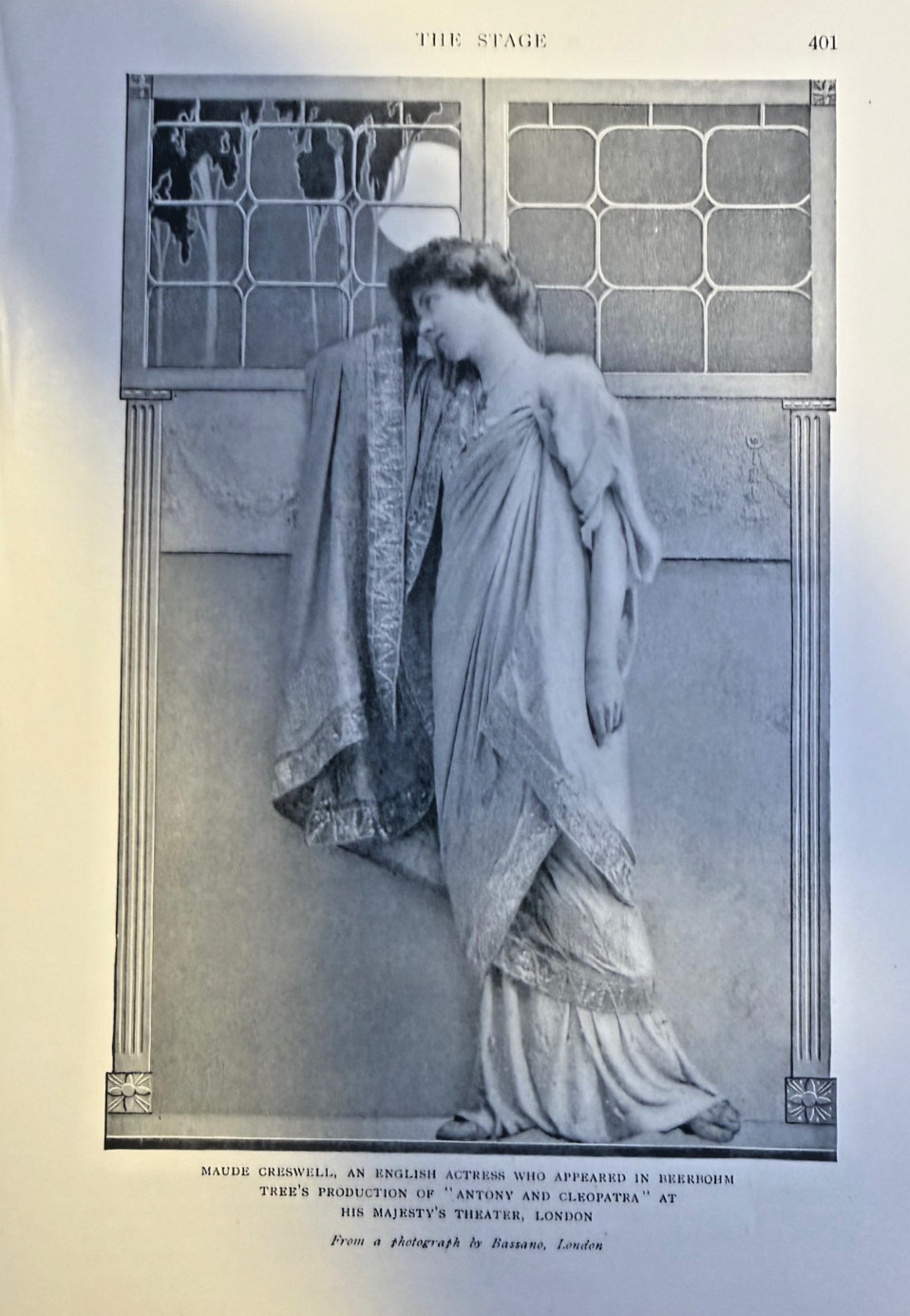 1908 Vintage Magazine Illustration Actress Maude Creswell