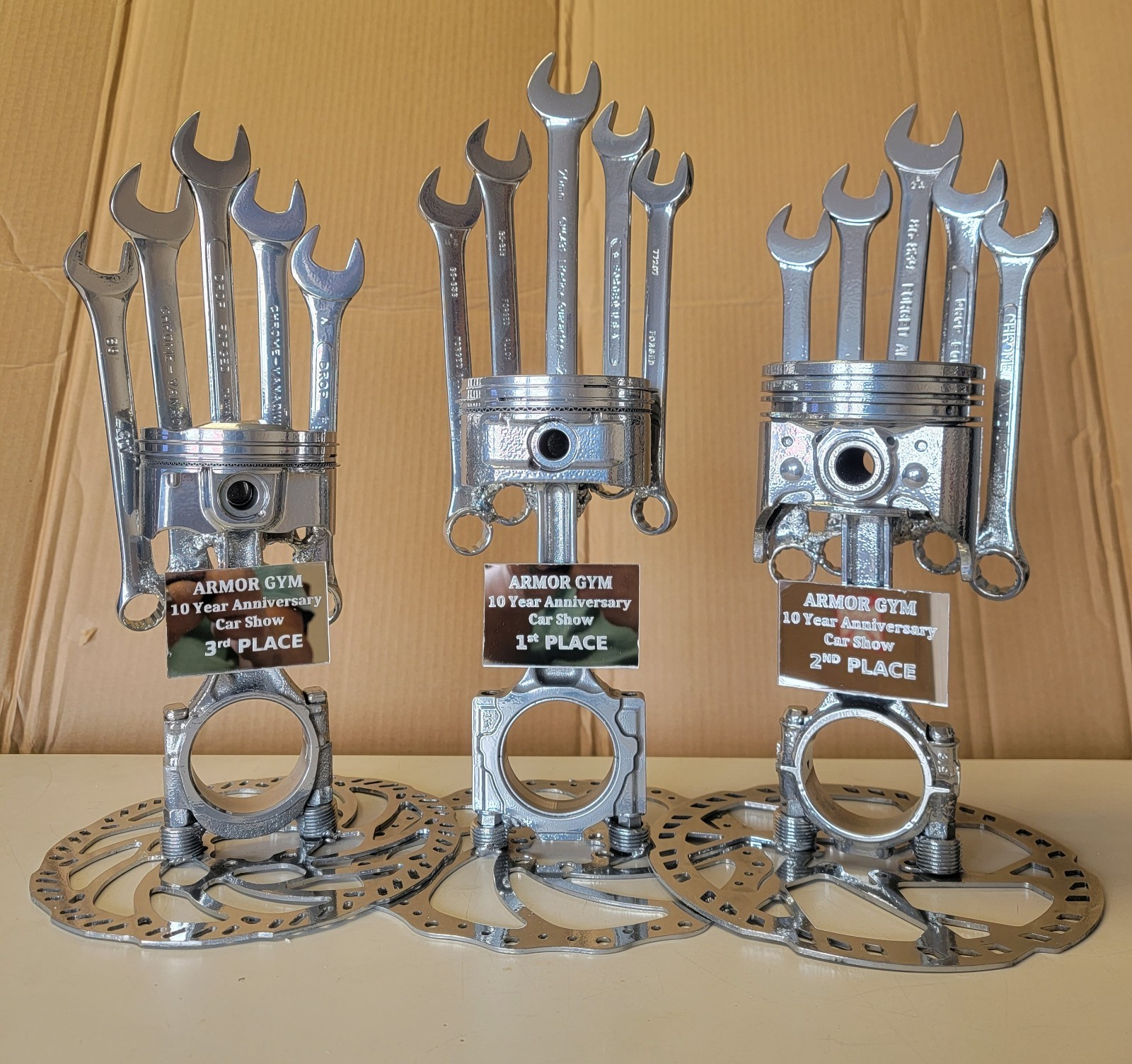 Car Show Trophy Piston & Wrenches