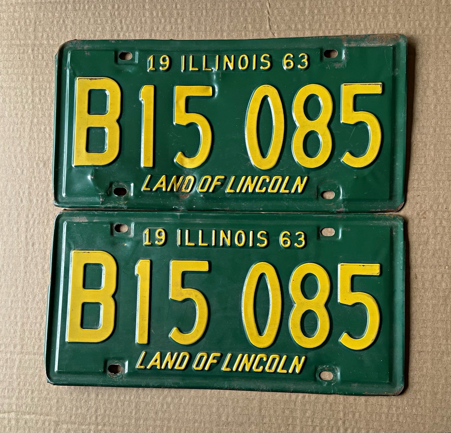 1963 Pair Illinois Vintage Truck License Plates B15 085