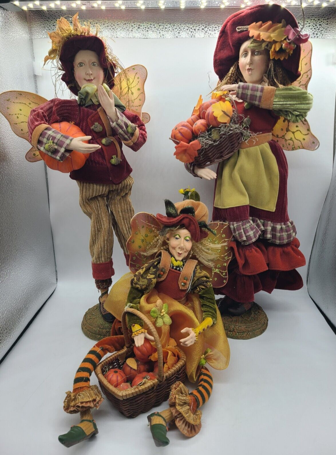 Winward Enchanted Ones Pixie Fairies Lot Of 3, Autumn, Fall, Pumpkin, Harvest
