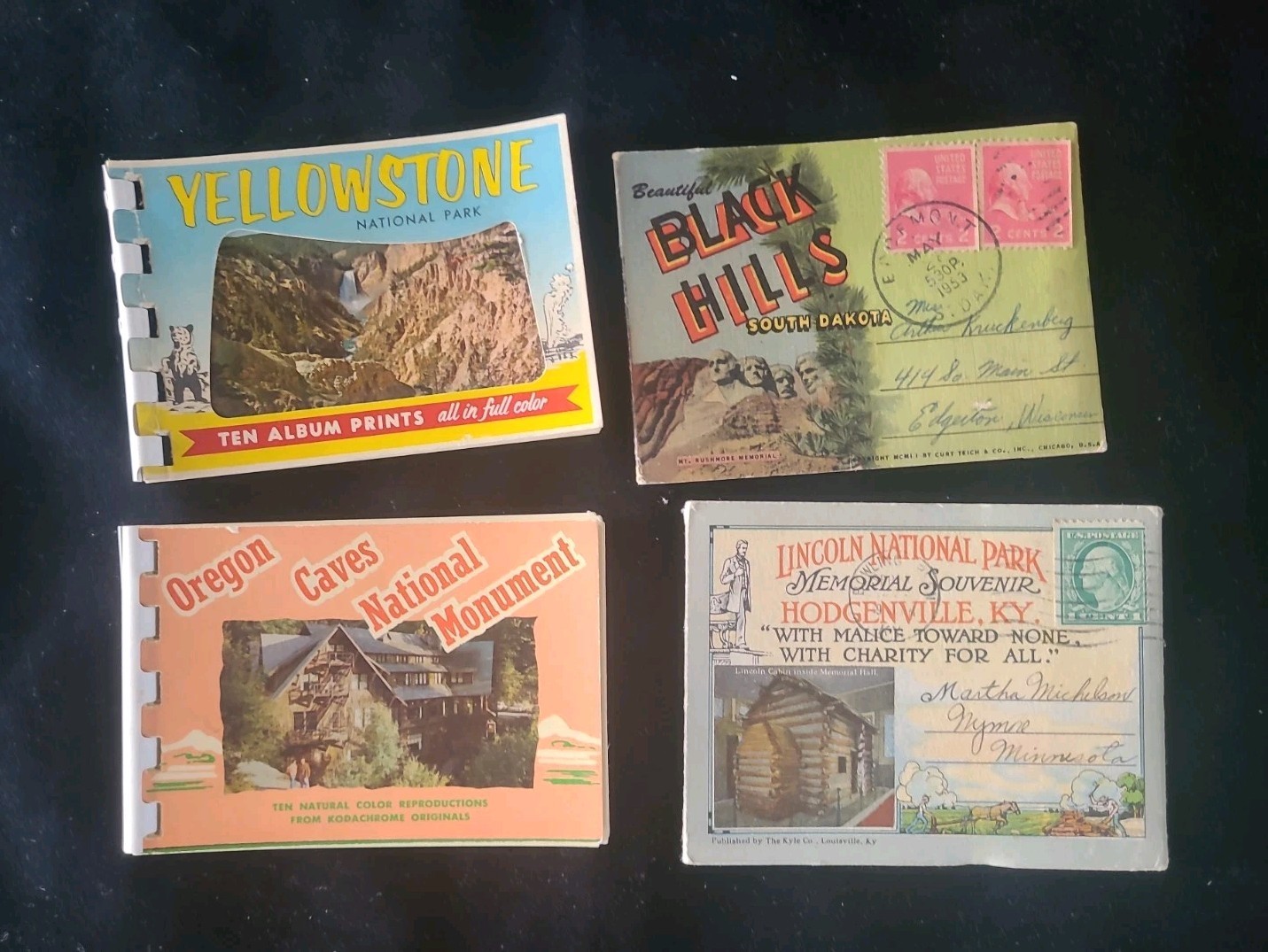 LOT  Mini Souvenir Album Prints Vintage Yellowstone Oregon Caves Black Hills KY