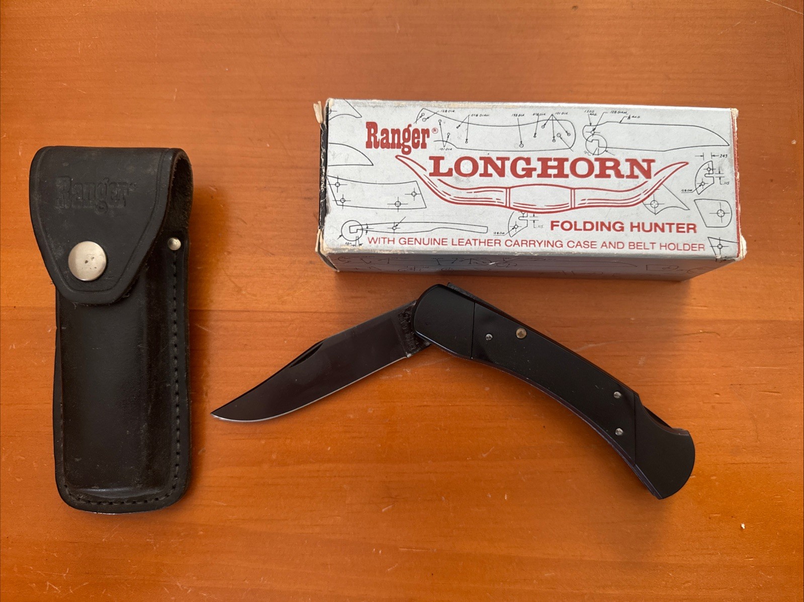 Ranger Longhorn LB-125 Black Folding Hunter Lockback Knife With Registration