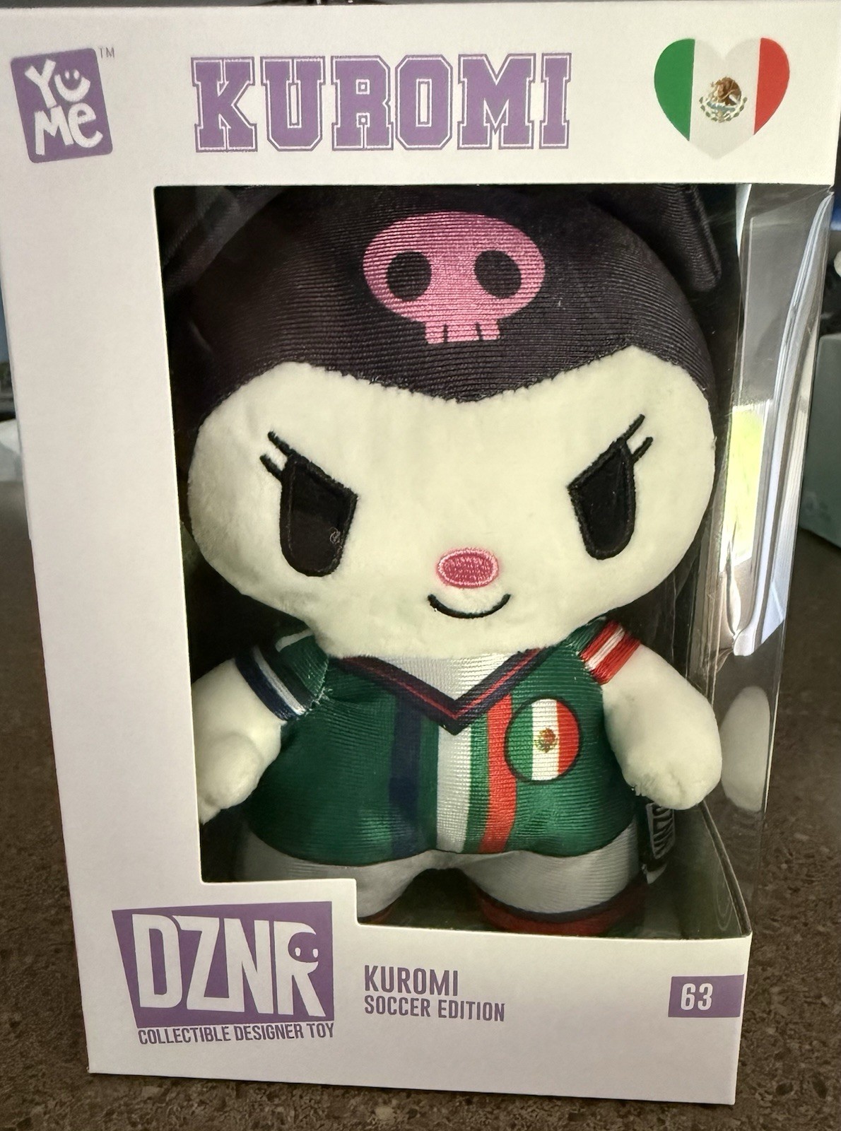 YuMe DZNR Sanrio Kuromi Mexico Soccer Edition #63 Collectible Designer Toy YuMe DZNR Sanrio Kuromi Mexico Soccer Edition #63 Collectible Designer Toy