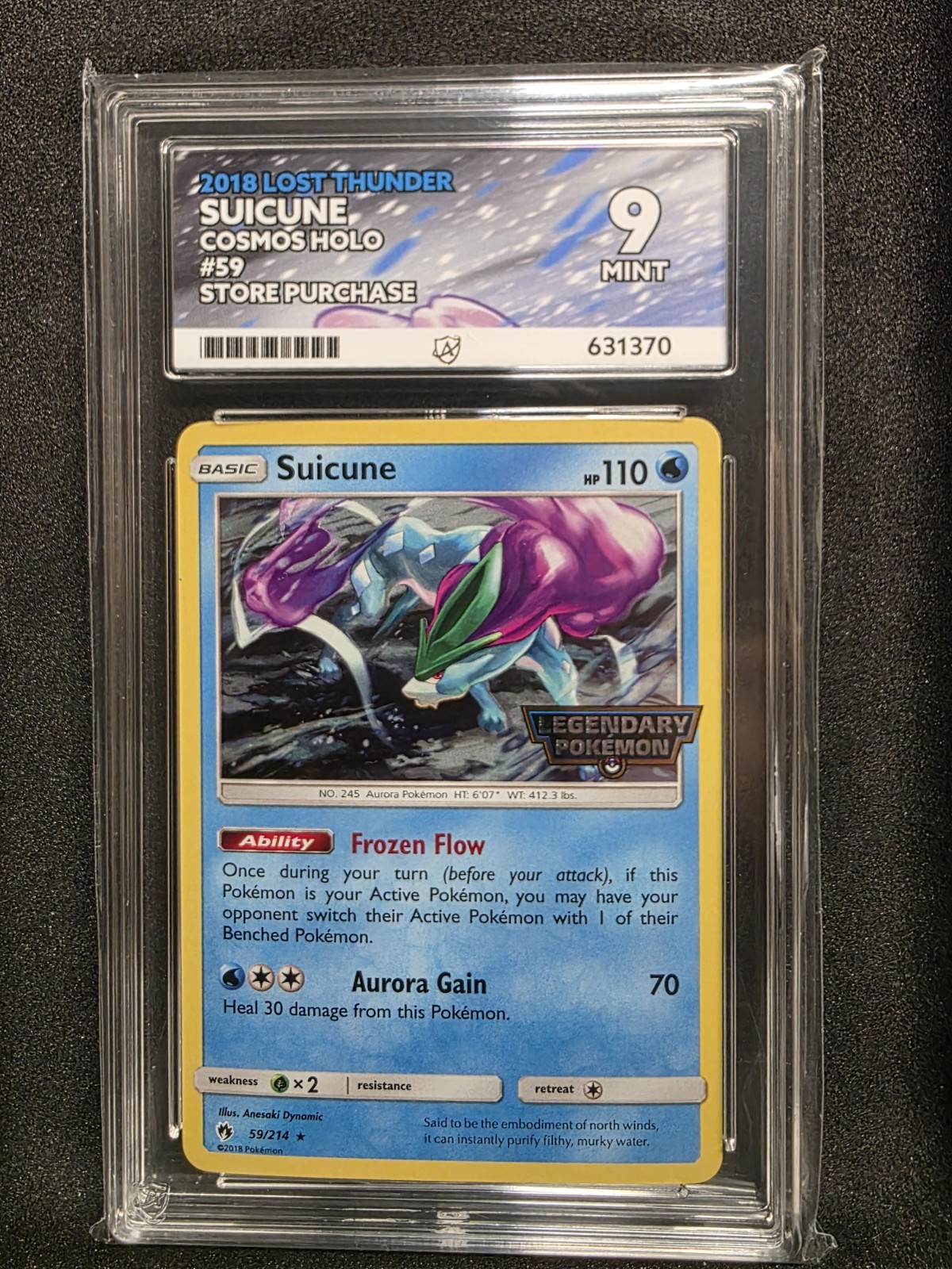 Pokemon - Suicune 59/214 \'Legendary Pokémon\' Stamped Promo - Graded ACE 9