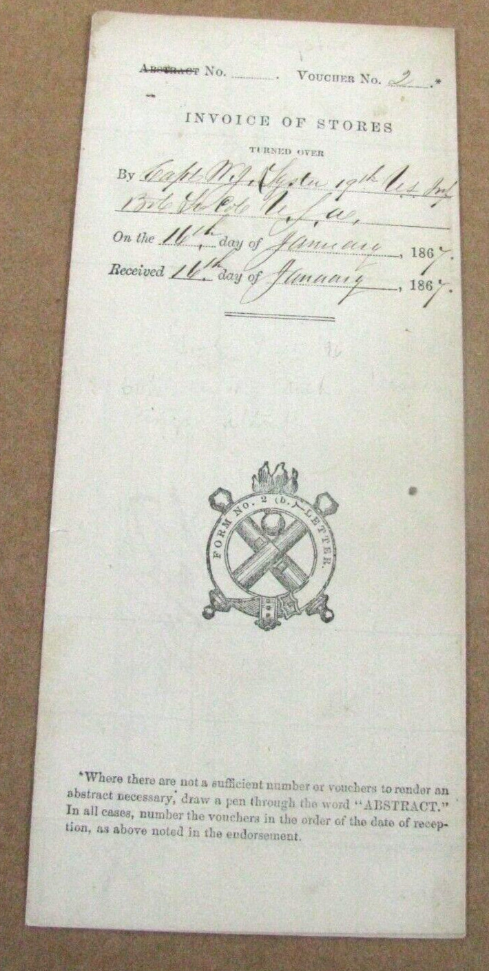CIVIL WAR RECONSTRUCTION FORT SMITH ARKANSAS SUPPLY RECEIPT 1867