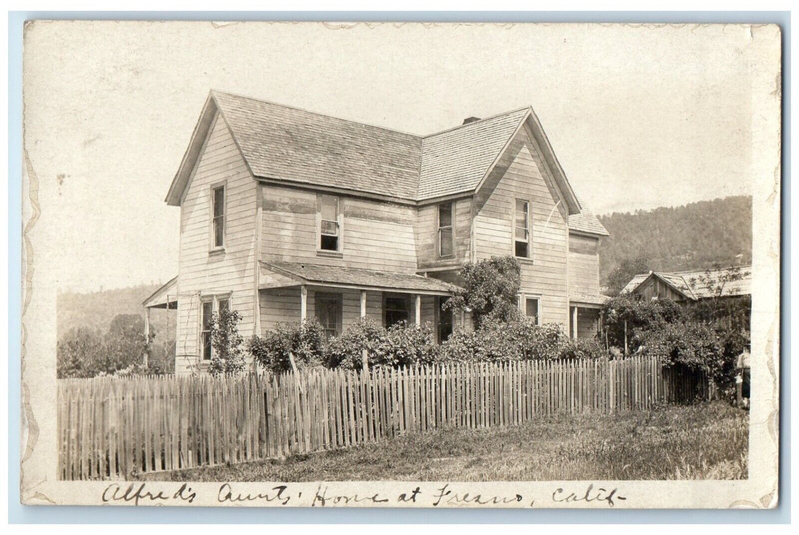 c1910's House Home At Fresno California CA RPPC Photo Posted Antique Postcard