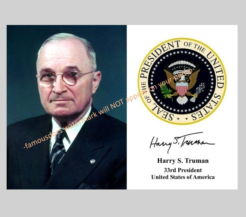 President Harry Truman Official PHOTO Portrait Art Print Seal Autograph Repro