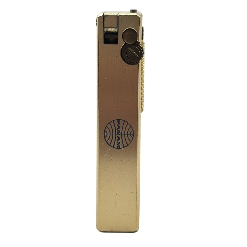 Vintage Cygnus Pan Am Lift Arm Lighter Gold Tone Ribbed Japan Patent 361149