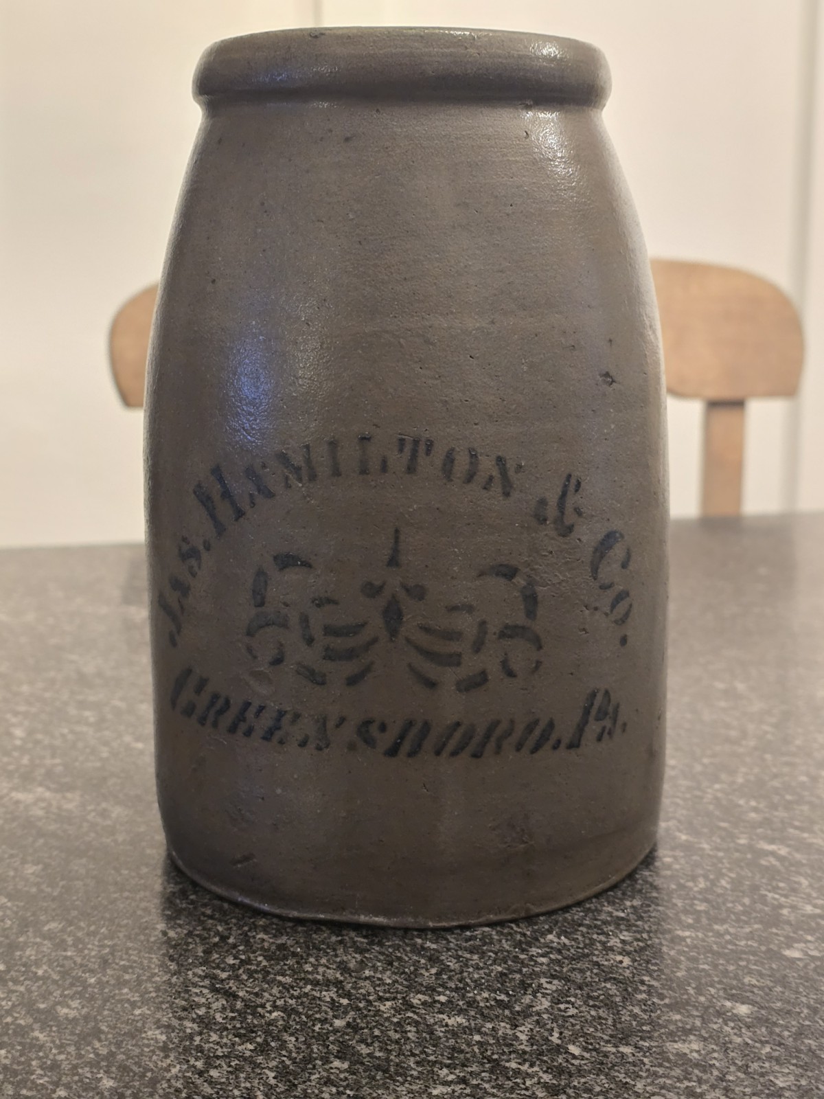 Rare 1/2 Gallon Stoneware Wax Sealer Crock – Jas. Hamilton & Co Greensboro PA 