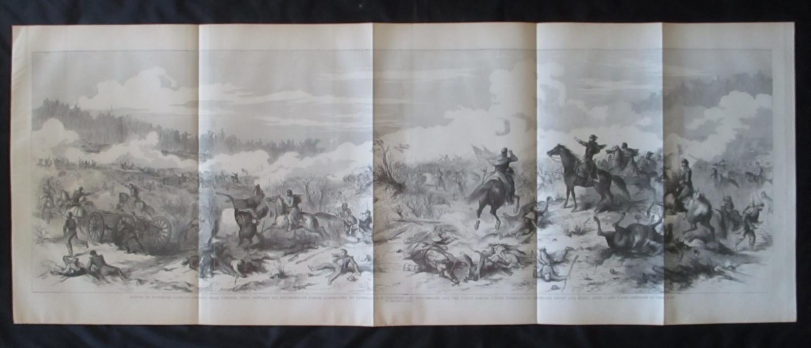 LARGE  1898 Panorama Civil War Print - Battle of Shiloh, Tennessee, April 1862