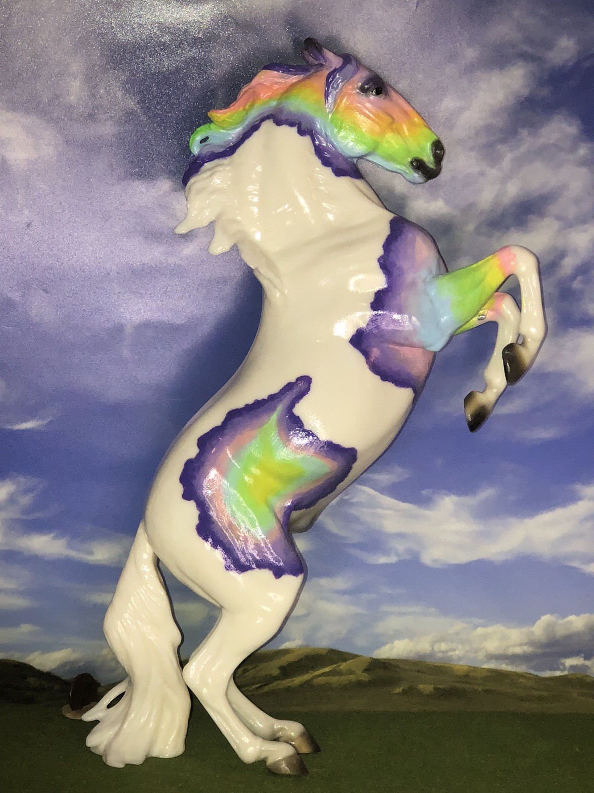 OOAK Breyer cm Custom Horse Rearing*Adonis/Pluto* Glossy Rainbow Decorator *WoW*