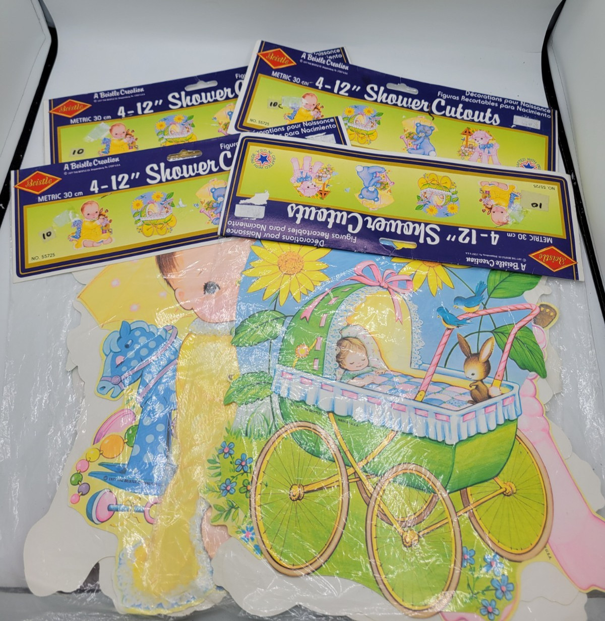 Vtg  Beistle Baby Shower Cutouts 4–12\
