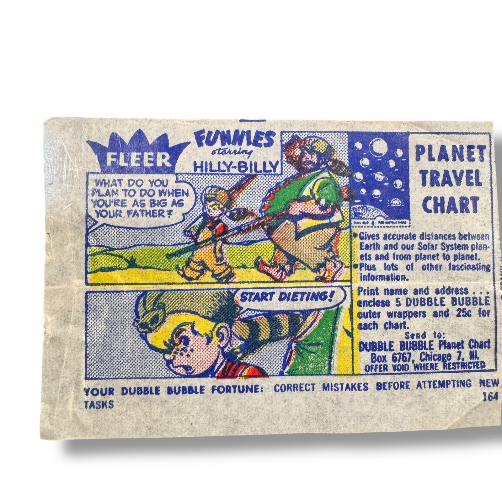 1950s Fleer Funnies Hilly Billy Gum Comic Wrapper Vintage Dubble Bubble Ad Rare