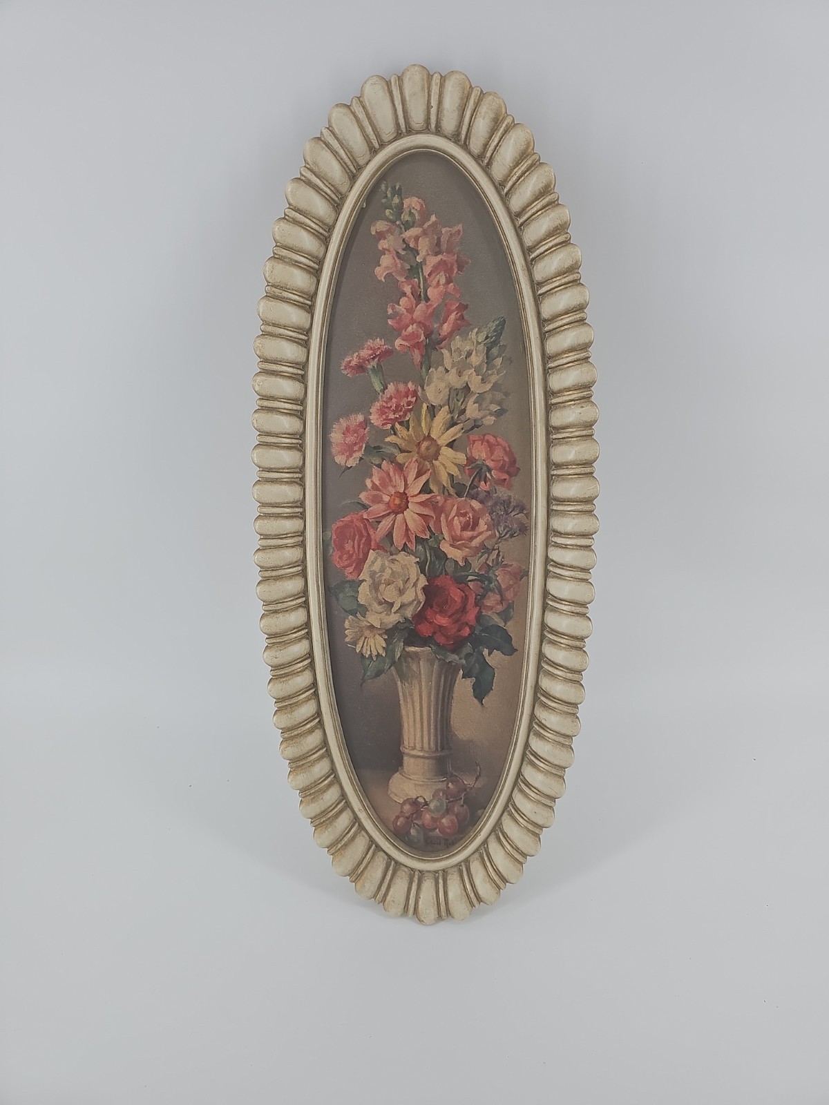 Vintage 1964 Cecil Rubino Floral Wall Plaque, Mid-Cetury Modern.