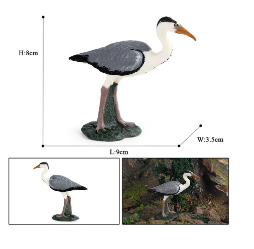 9cm Mini Heron Long-Legged Wading Bird PVC Toy Wild Animal Figure Doll Kids Gift