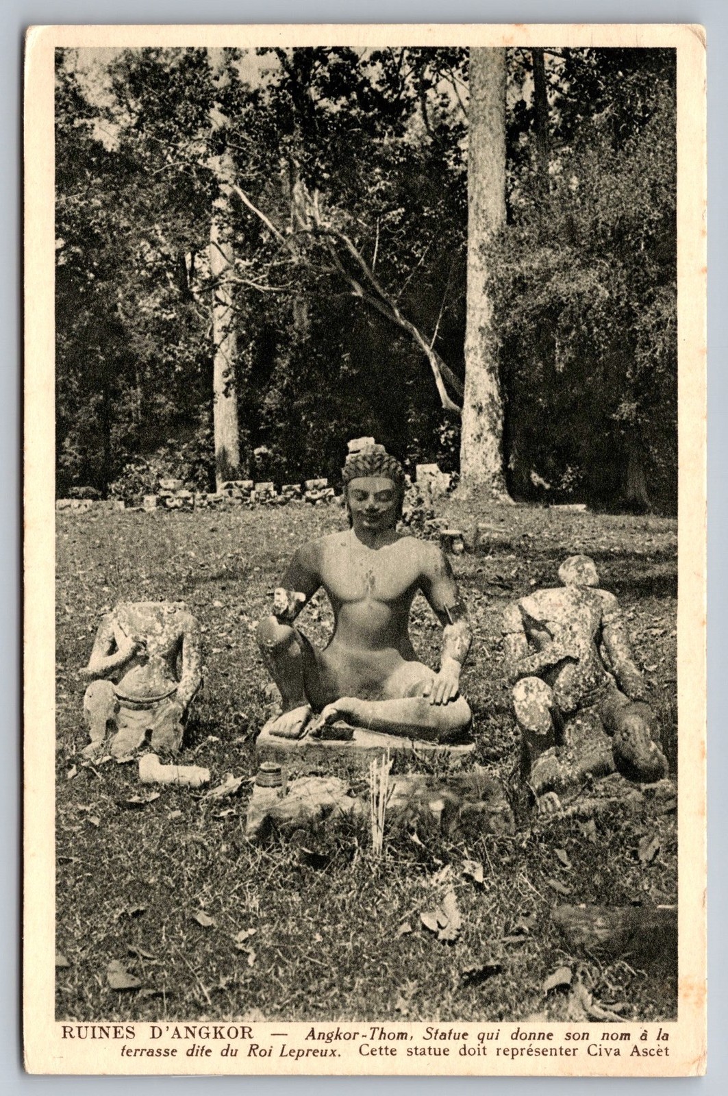 Postcard Angkor Thom Cambodia Leper King Statue Shiva Ascetic Temple Ruins