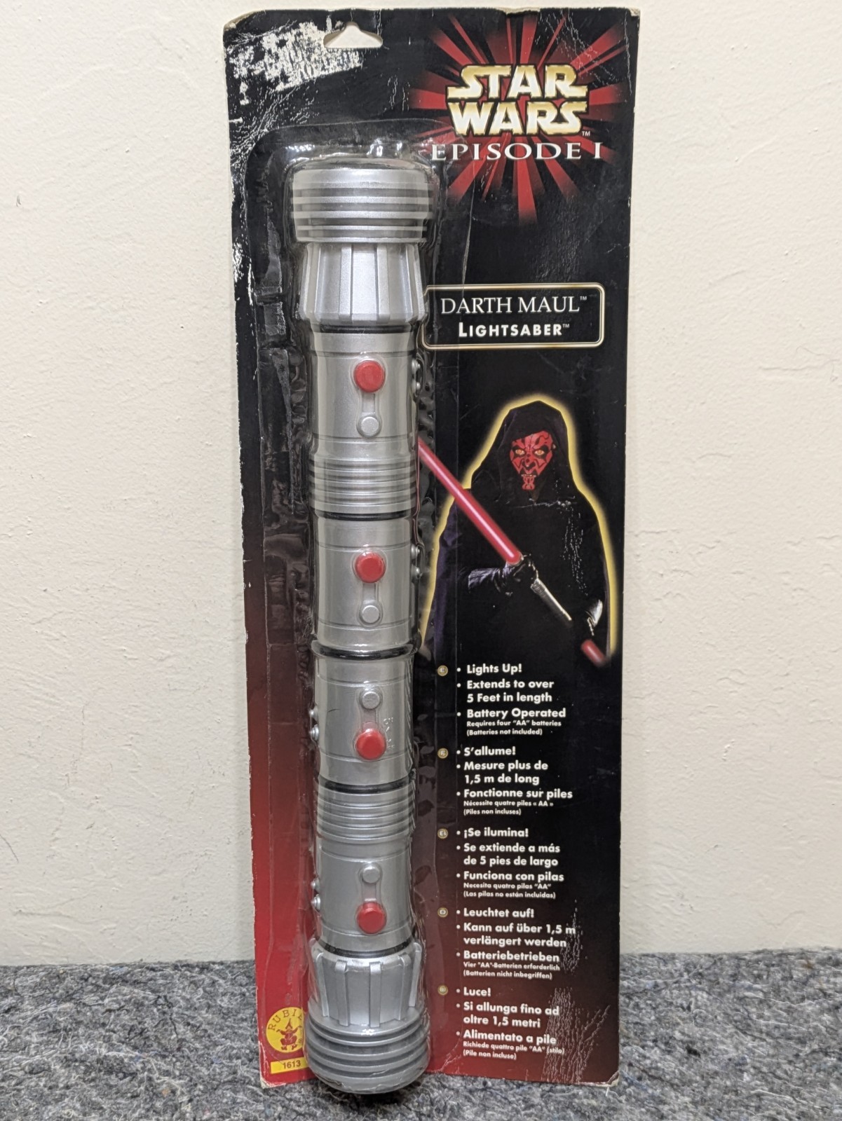 NOS Vintage 90s Star Wars Darth Maul Double Blade Lightsaber Rubies - NEW SEALED