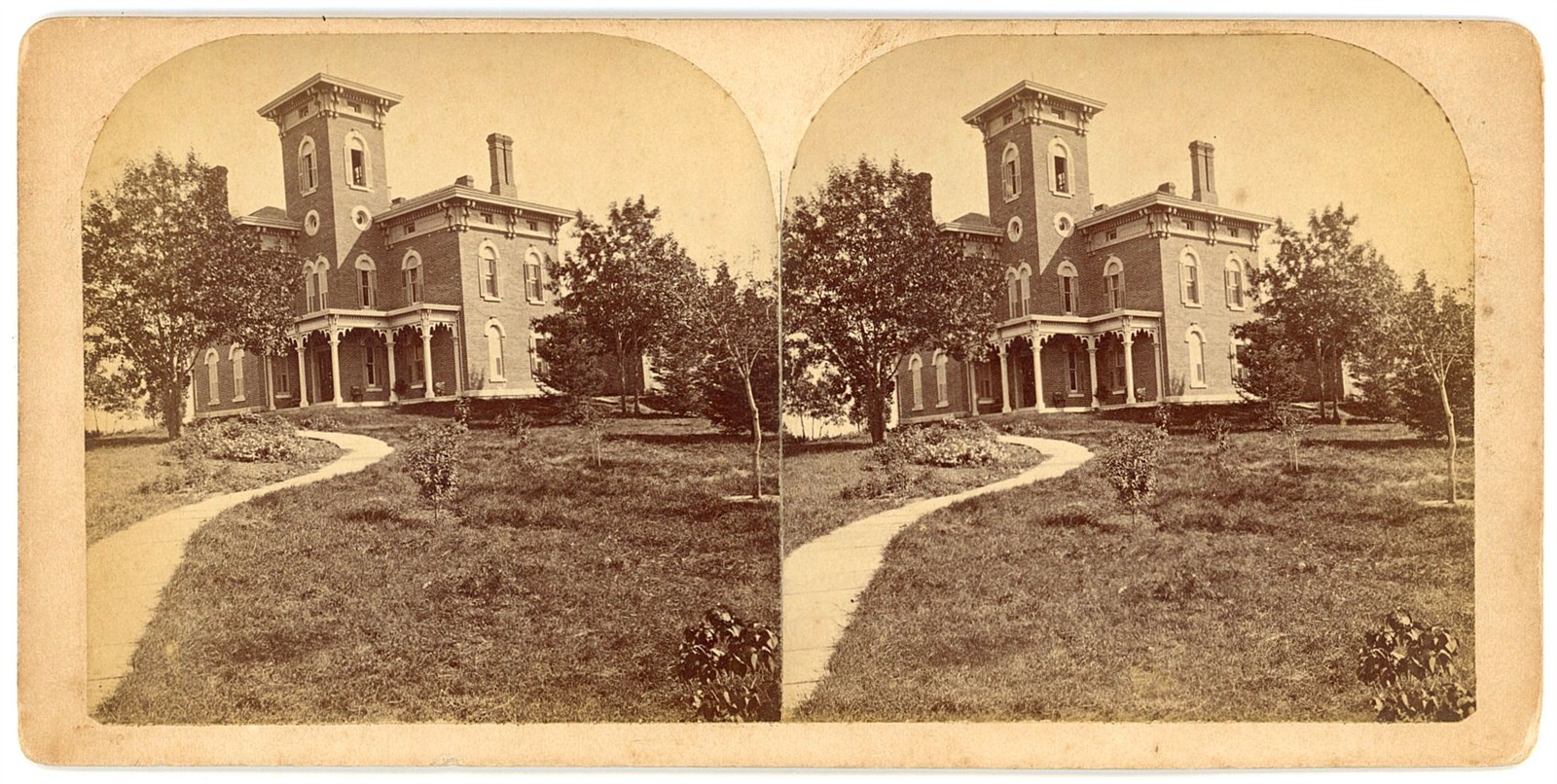 IOWA STEREOVIEW - Anamosa - Col. William T. and Elizabeth C. Shaw House - RARE