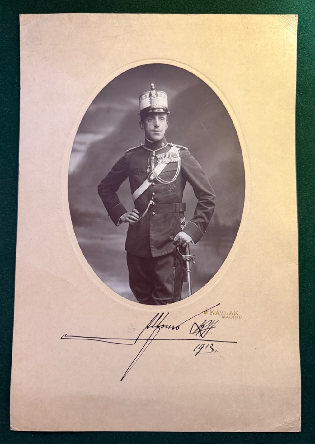 Antique Spanish Royal Presentation Signed Photo King Alfonso XIII Spain Bourbon