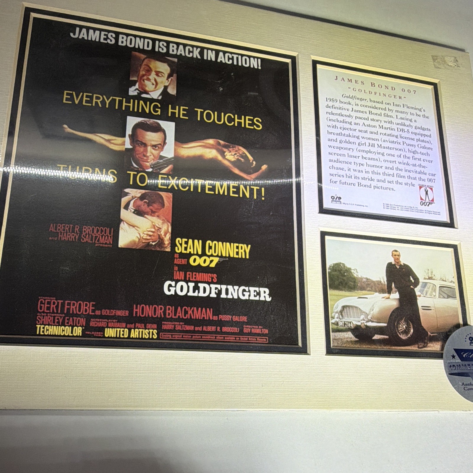 O.S.P. Publishing James Bond 007 Goldfinger Framed Print Set COA 16x20 1995 O.S.P. Publishing James Bond 007 Goldfinger Framed Print Set COA 16x20 1995