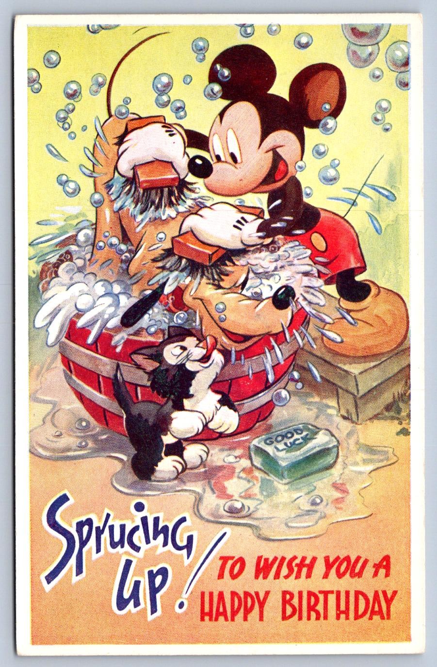 K59/ Walt Disney Postcard c1950-60s Mickey Mouse Happy Birthday London 328