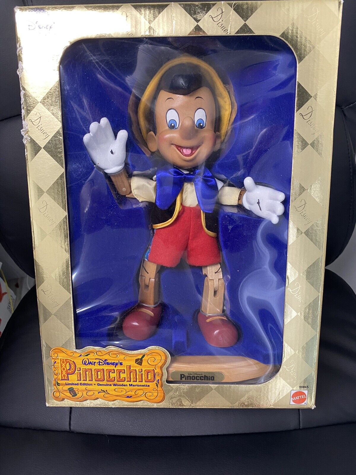 Mattel Disney Pinocchio Marionette Genuine Wood Figure Limited Edition In Box