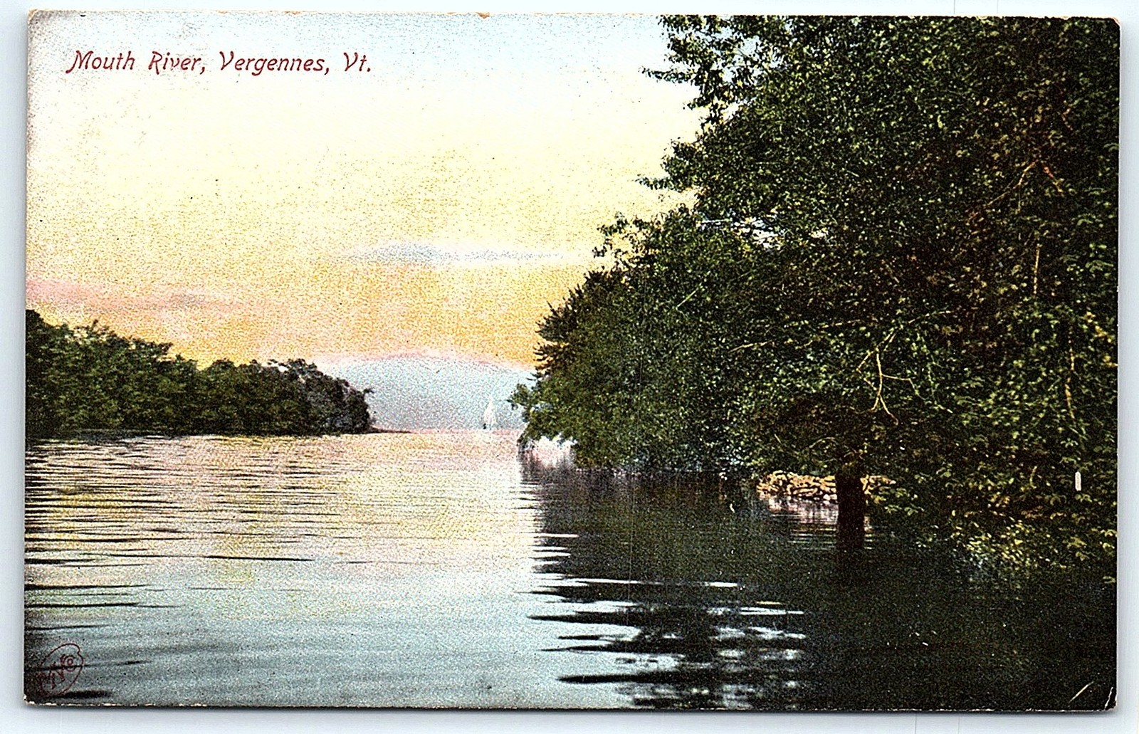 Postcard 1905 Vergennes, Vt. 'Mouth River' scenic postcard