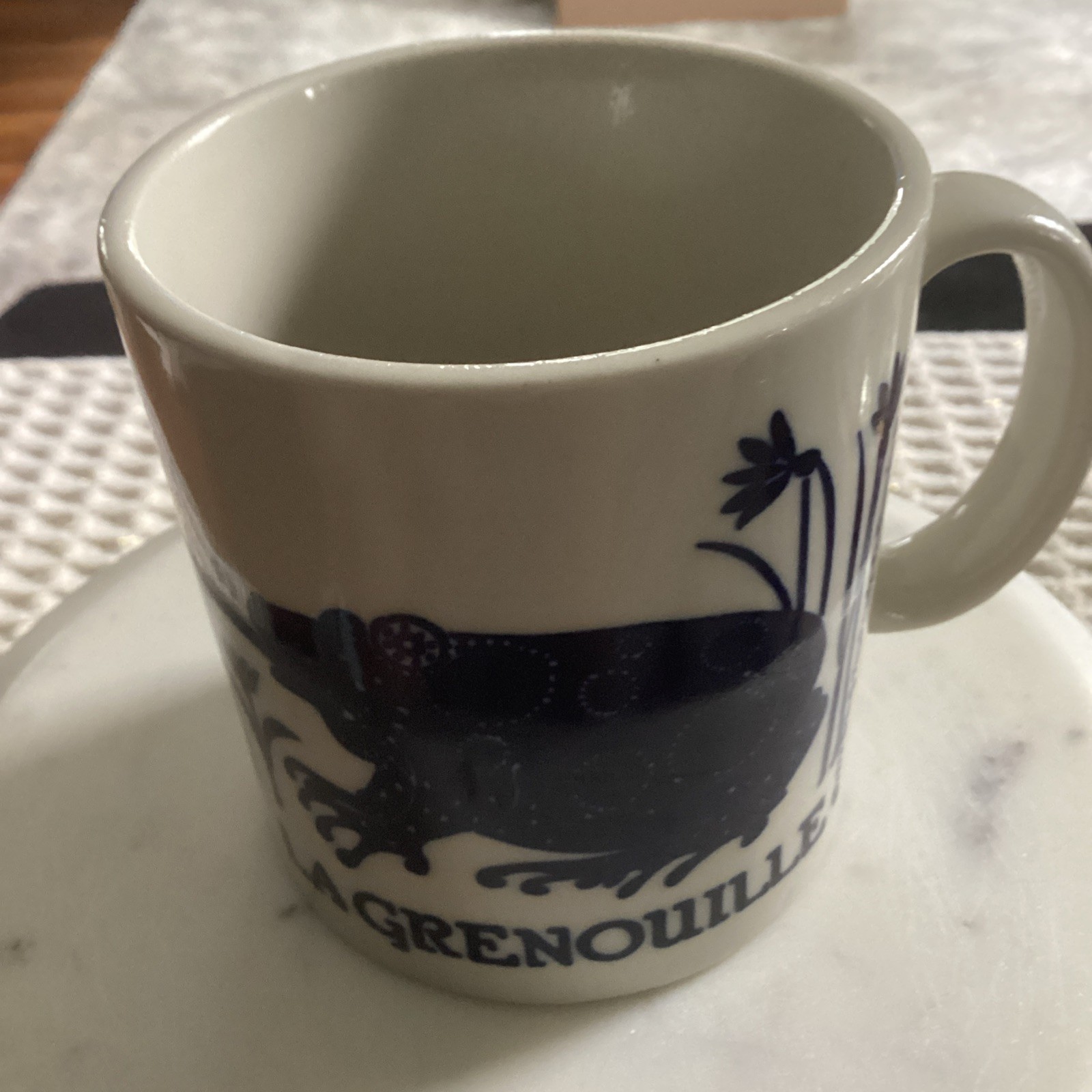 Taylor & Ng Blue La Grenouille Ceramic Mug Frog Dragonfly Butterfly 1978 Vintage