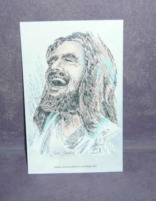 Jesus Laughing POCKET CARDS SET OF 12 Religious picture Christian art print 