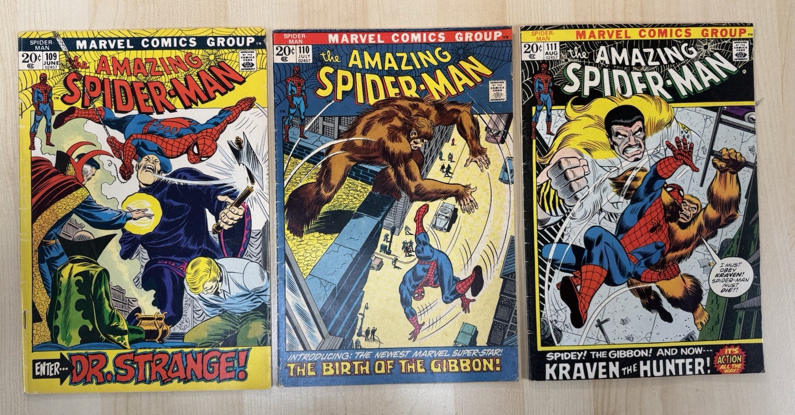 Lot 3x Amazing Spider-Man #109 110 111, Early Bronze Marvel Comics 1972 See Phto