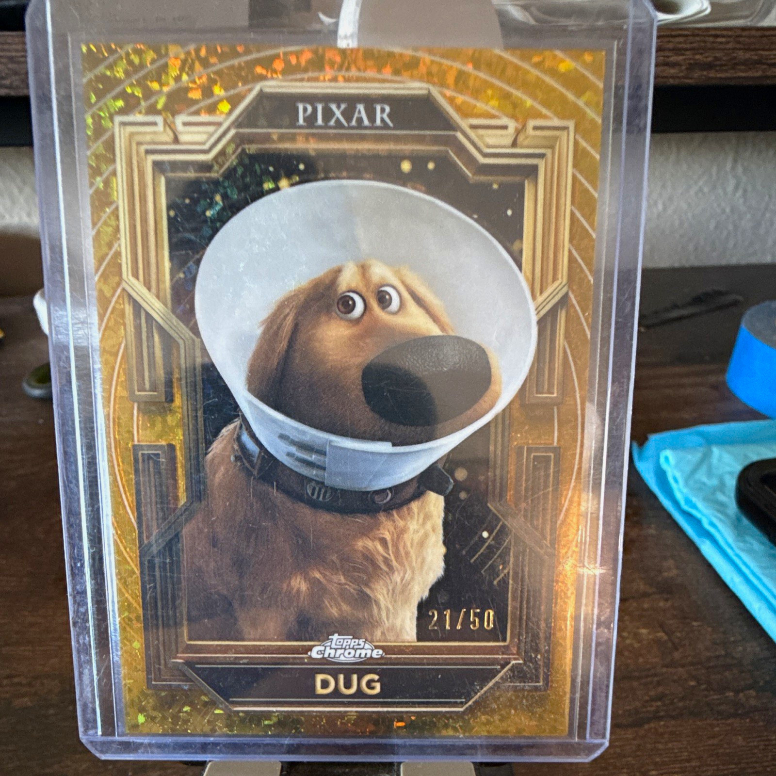 2025 Topps Chrome Disney Pixar Gold Up Dug #50 Serial Numbered 21/50