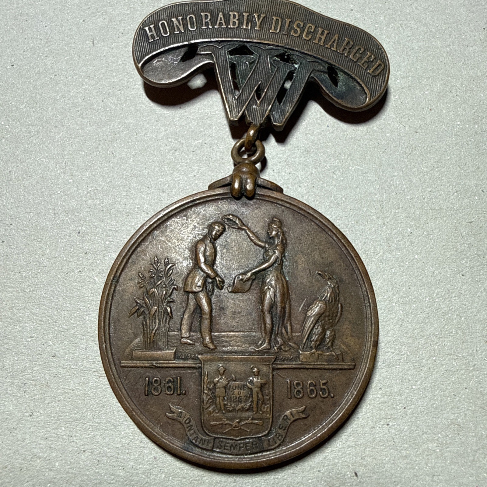 1866 West Virginia Civil War Medal Named Caleb Phillips 7th WV Cavalry Union