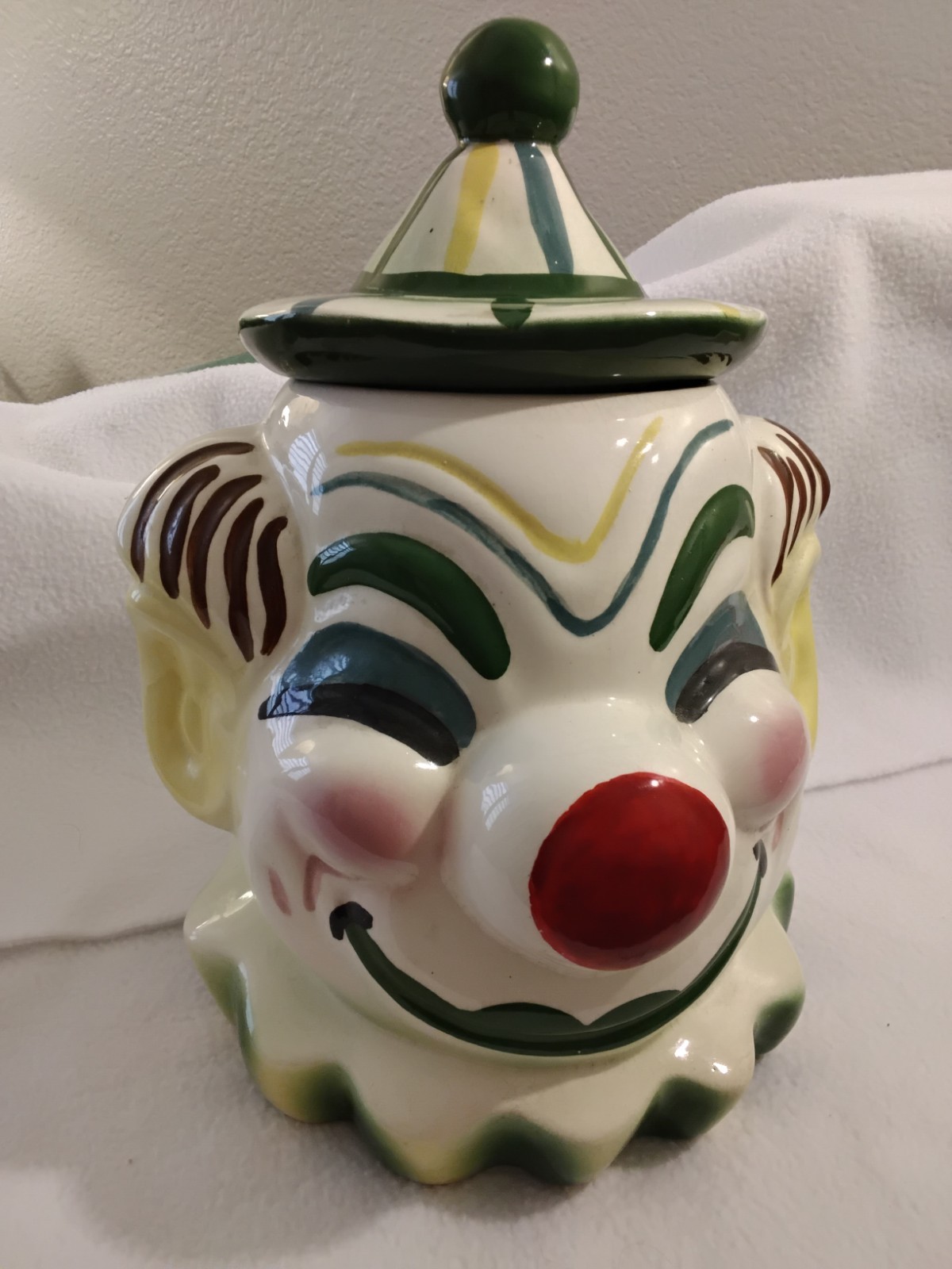Vintage 1950s Sierra Vista ceramic clown cookie jar California pottery 11”7.5 Vintage 1950s Sierra Vista ceramic clown cookie jar California pottery 11”7.5