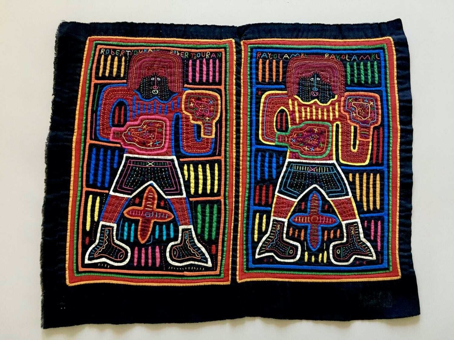 VINTAGE MOLA FROM THE KUNA (CUNA) INDIAN - PANAMA - BOXER ROBERT DURAN