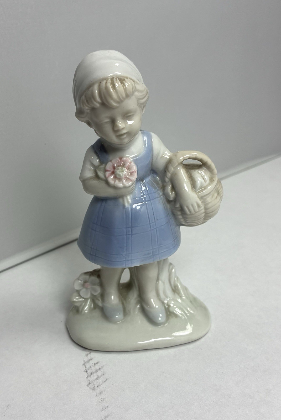 Vintage Lenwile Ardalt Figurine Figure Hand Painted Porcelain Girl Basket 4.5\